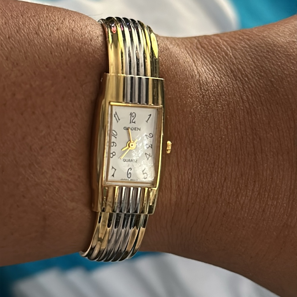 Gruen gold & Silver tone cuff watch